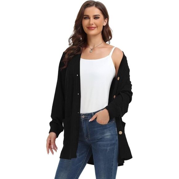 Plus Size Women's Cardigan Sweater Lightweight Open Front Long Sleeve Pockets - Picture 5 of 7